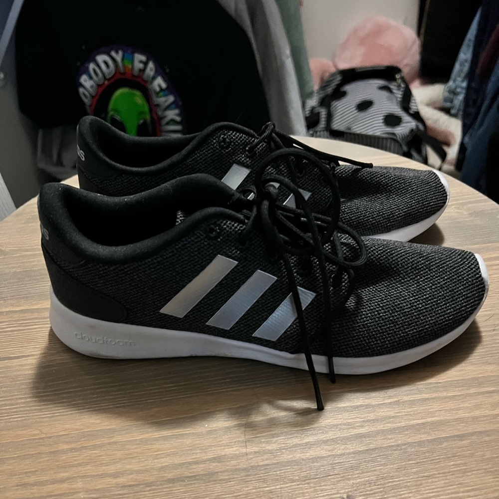 Adidas tennis shoes grey with silver